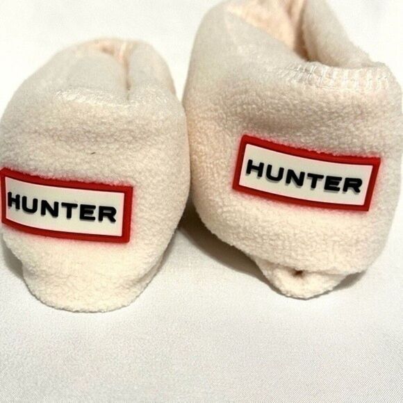 HUNTER Boots Kids Boot Socks size XL Cream with red and black logo fleece - Picture 6 of 8